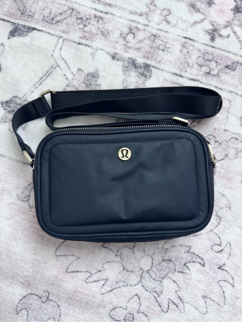 Lululemon Crossbody Camera Bag Black with Gold Hardware